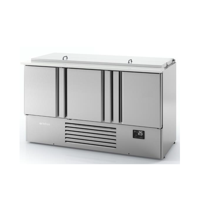 BOTELLERO FRIGORIFICO INFRICO MODELO EFP1500 II , DE 1,5 METROS, CON 3  PUERTAS, DE ACERO INOX AISI 304