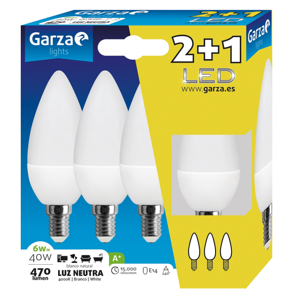 BOMBILLA LED GARZA INTELIGENTE SMART WIFI E14 VELA REGULABLE INTENSIDAD Y  TEMPERATURA - Comercial Antonio Béjar