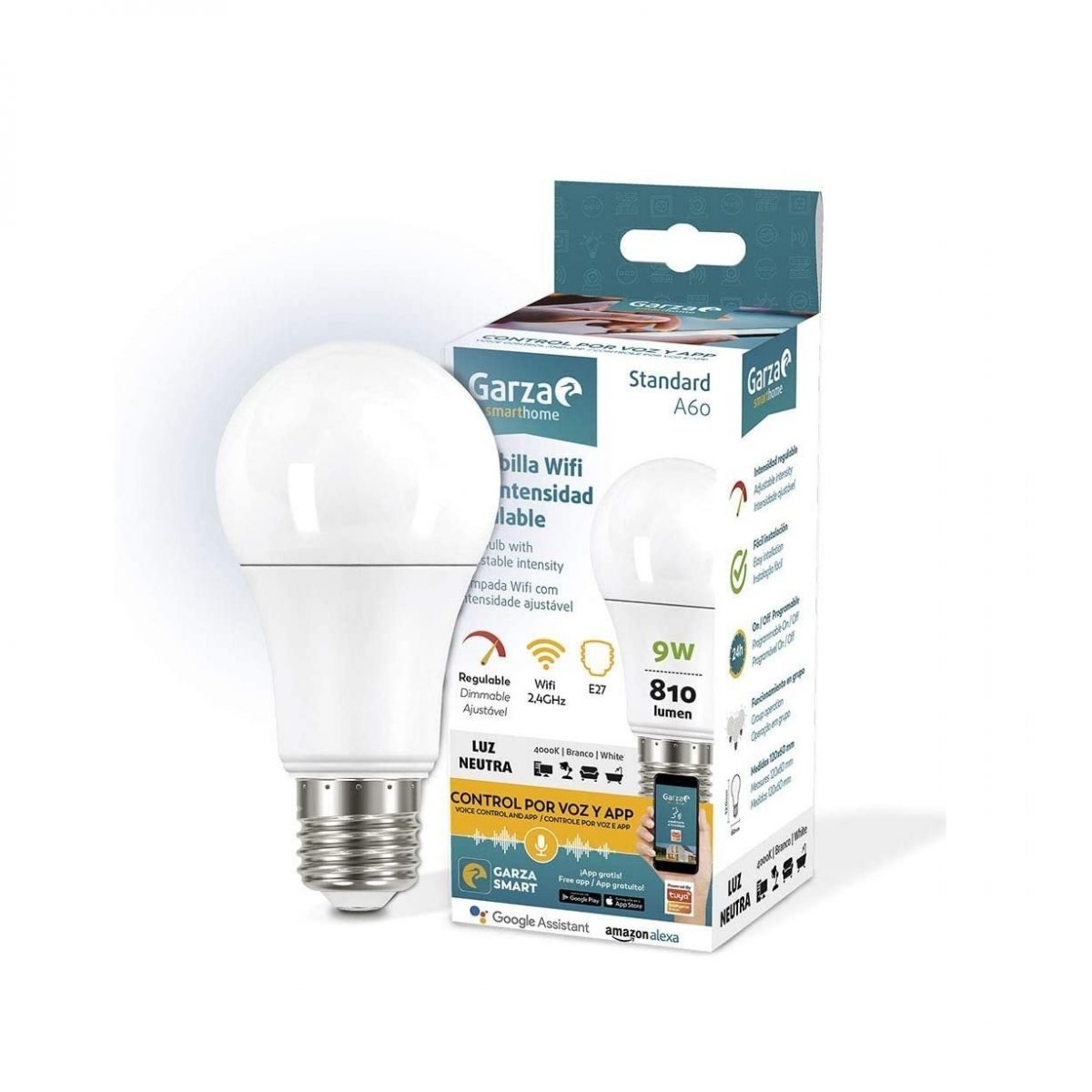 BOMBILLA LED GARZA INTELIGENTE SMART WIFI E27 REGULABLE - Imagen 2